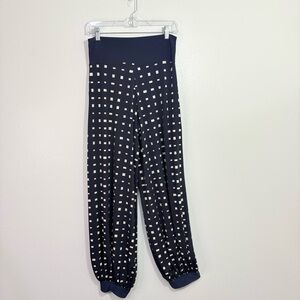 Two to Tango by Mytiemme Navy and White Checkered Wide-Leg Side Slit Pants SzL